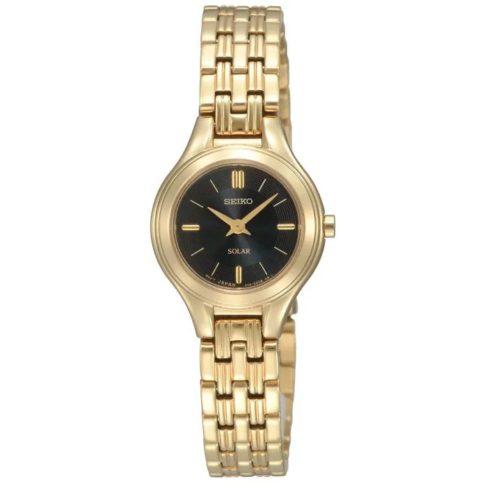 Seiko SUP014 Womens Solar Black Dial Gold Tone Stainless Steel Bracelet Watch Seiko Bracelets Seiko SUP014 Womens Solar Black Dial Gold Tone Stainless Steel Bracelet Watch Seiko Bracelets
