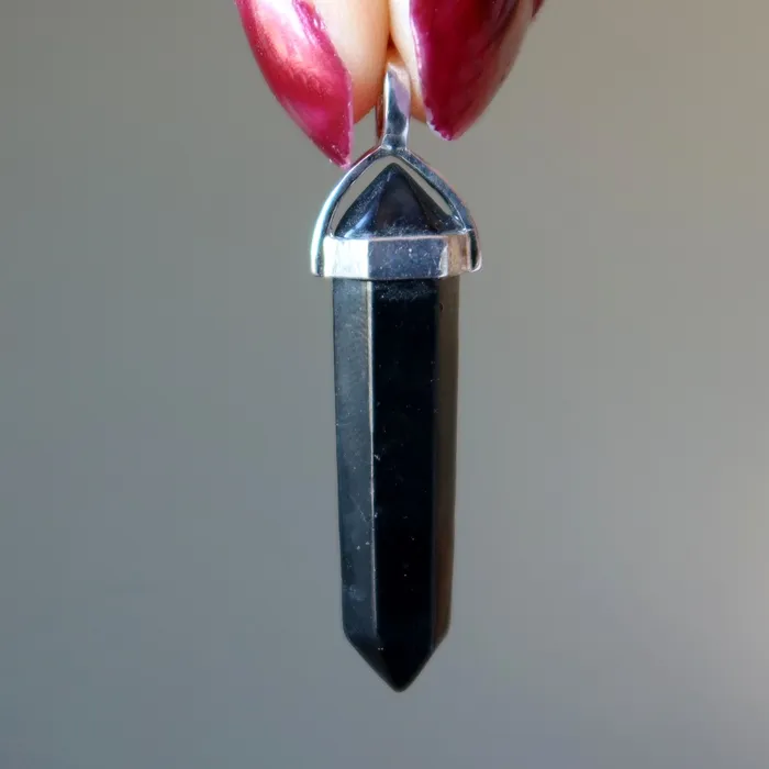 Shungite Pendant Point My Personal Guardian Silver Satin Crystals Necklaces