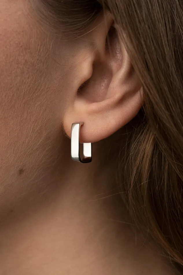 Square Hoop Stud Earrings Silver Kty Earrings