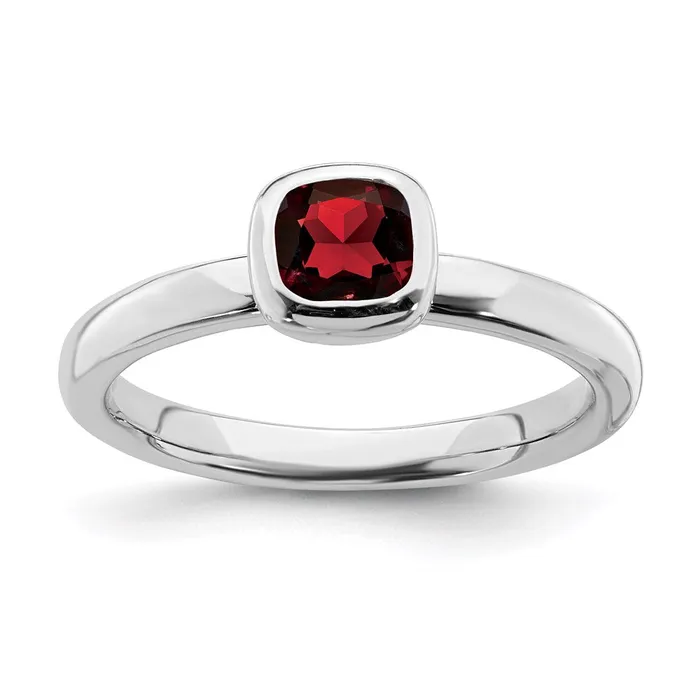Stackable Expressions Rings Sterling Silver Stackable Expressions Cushion Cut Garnet Ring QSK446 Stackable Expressions Rings Sterling Silver Stackable Expressions Cushion Cut Garnet Ring QSK446