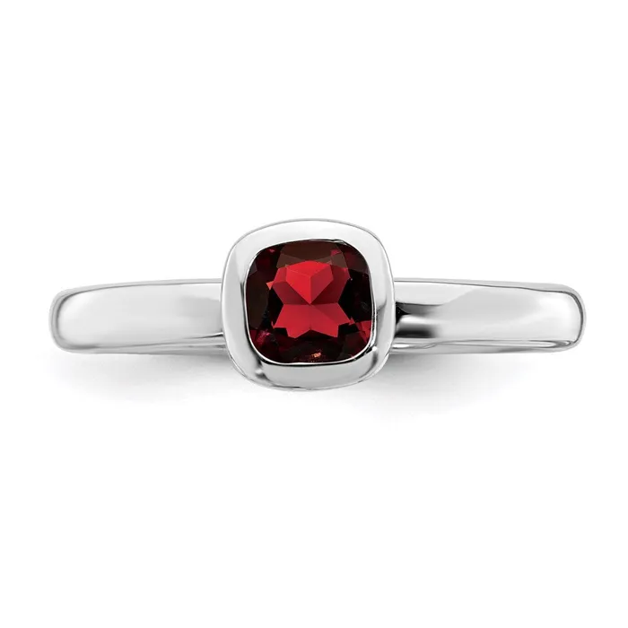 Stackable Expressions Rings Sterling Silver Stackable Expressions Cushion Cut Garnet Ring QSK446 Stackable Expressions Rings Sterling Silver Stackable Expressions Cushion Cut Garnet Ring QSK446