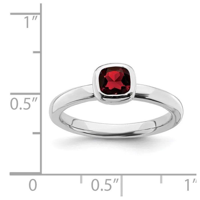 Stackable Expressions Rings Sterling Silver Stackable Expressions Cushion Cut Garnet Ring QSK446 Stackable Expressions Rings Sterling Silver Stackable Expressions Cushion Cut Garnet Ring QSK446