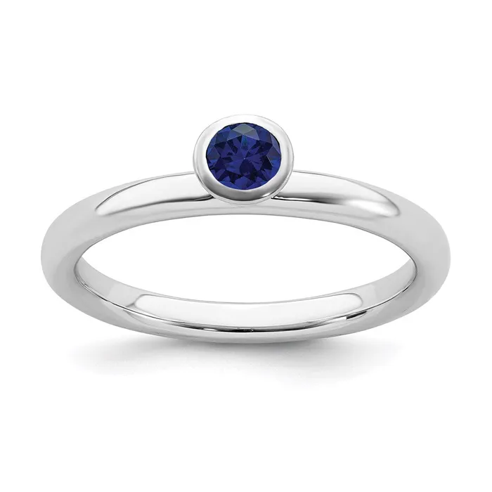 Stackable Expressions Rings Sterling Silver Stackable Expressions High 4mm Round Cr Sapphire Ring QSK466 Stackable Expressions Rings Sterling Silver Stackable Expressions High 4mm Round Cr Sapphire Ring QSK466