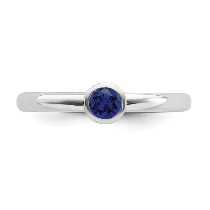 Stackable Expressions Rings Sterling Silver Stackable Expressions High 4mm Round Cr Sapphire Ring QSK466 Stackable Expressions Rings Sterling Silver Stackable Expressions High 4mm Round Cr Sapphire Ring QSK466