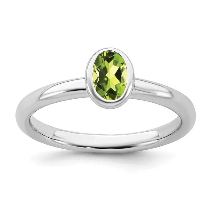 Stackable Expressions Rings Sterling Silver Stackable Expressions Oval Peridot Ring QSK441 Stackable Expressions Rings Sterling Silver Stackable Expressions Oval Peridot Ring QSK441