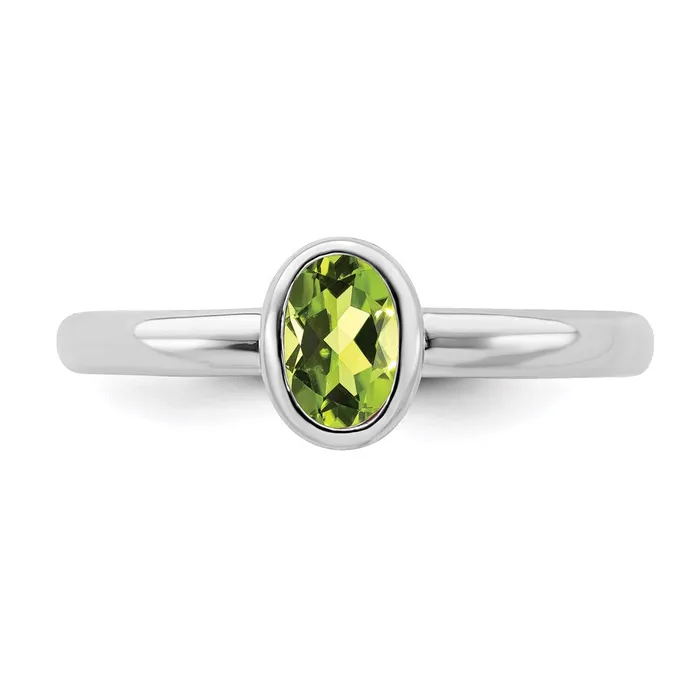 Stackable Expressions Rings Sterling Silver Stackable Expressions Oval Peridot Ring QSK441 Stackable Expressions Rings Sterling Silver Stackable Expressions Oval Peridot Ring QSK441