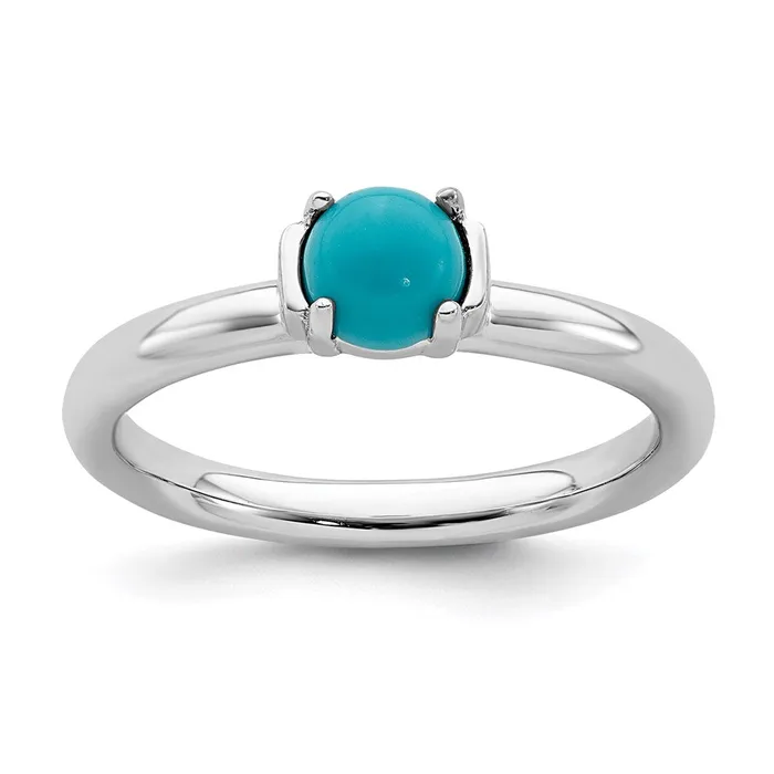 Stackable Expressions Rings Sterling Silver Stackable Expressions Polished Turquoise Ring QSK615 Stackable Expressions Rings Sterling Silver Stackable Expressions Polished Turquoise Ring QSK615
