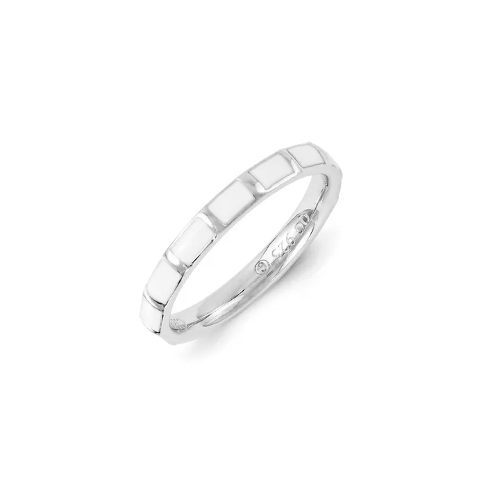 Stackable Expressions Rings Sterling Silver Stackable Expressions White Enameled Ring QSK1432 Stackable Expressions Rings Sterling Silver Stackable Expressions White Enameled Ring QSK1432