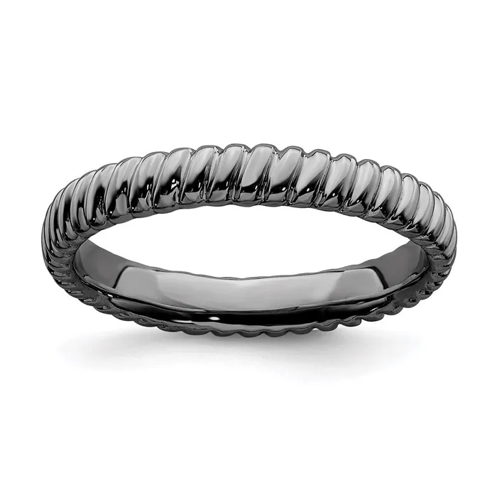 Stackable Expressions Sterling Silver Stackable Expressions Blackplated Ring QSK269 Rings Stackable Expressions Sterling Silver Stackable Expressions Blackplated Ring QSK269 Rings