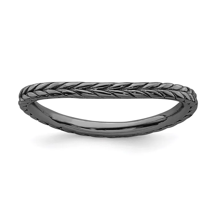 Stackable Expressions Sterling Silver Stackable Expressions Polished Blackplated Wave Ring QSK671 Rings Stackable Expressions Sterling Silver Stackable Expressions Polished Blackplated Wave Ring QSK671 Rings