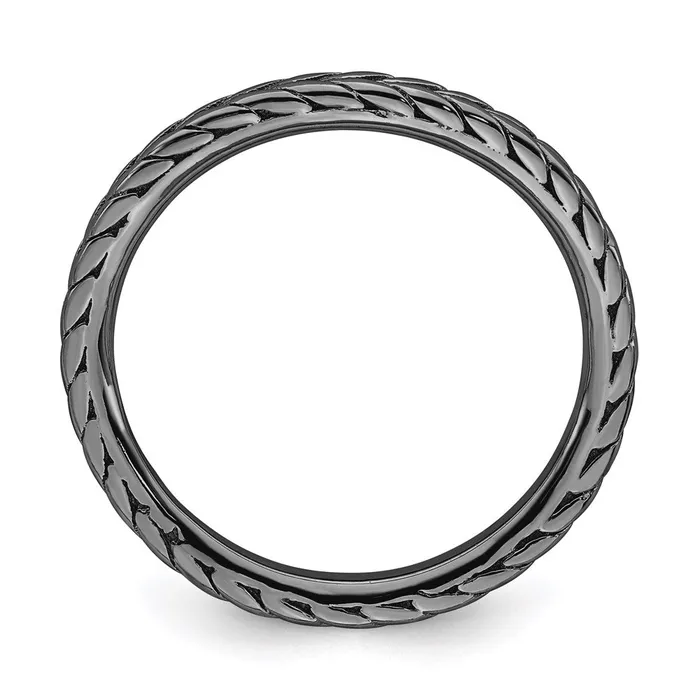 Stackable Expressions Sterling Silver Stackable Expressions Polished Blackplated Wave Ring QSK671 Rings Stackable Expressions Sterling Silver Stackable Expressions Polished Blackplated Wave Ring QSK671 Rings