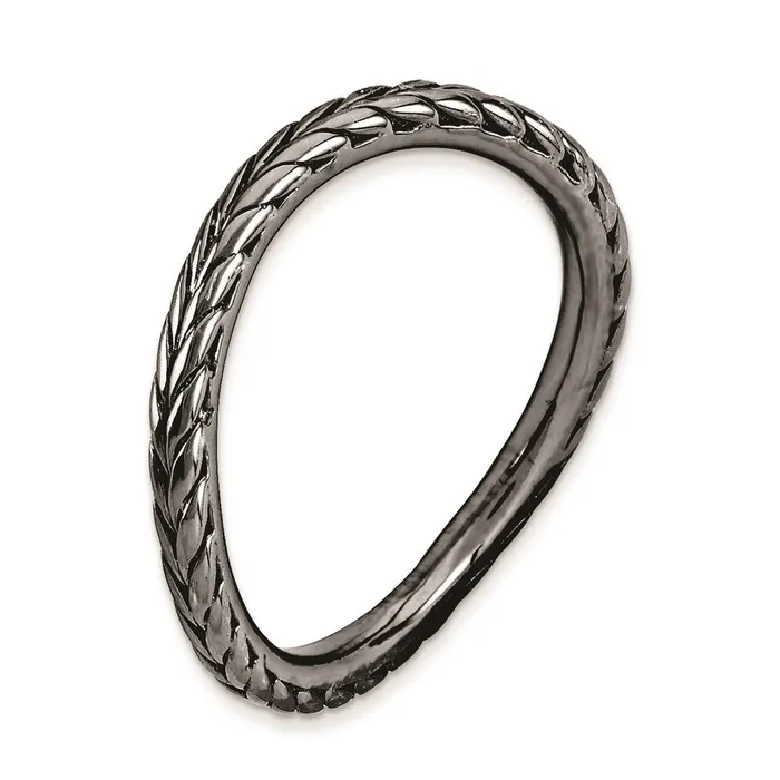 Stackable Expressions Sterling Silver Stackable Expressions Polished Blackplated Wave Ring QSK671 Rings Stackable Expressions Sterling Silver Stackable Expressions Polished Blackplated Wave Ring QSK671 Rings