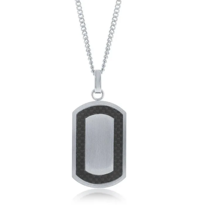 Stainless Steel Matte Carbon Fiber Border Dog Tag with Chain Classic Bracelets Stainless Steel Matte Carbon Fiber Border Dog Tag with Chain Classic Bracelets
