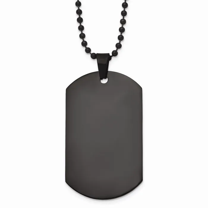 Stainless Steel Polished Black IP Dog Tag Necklace Chisel Necklaces