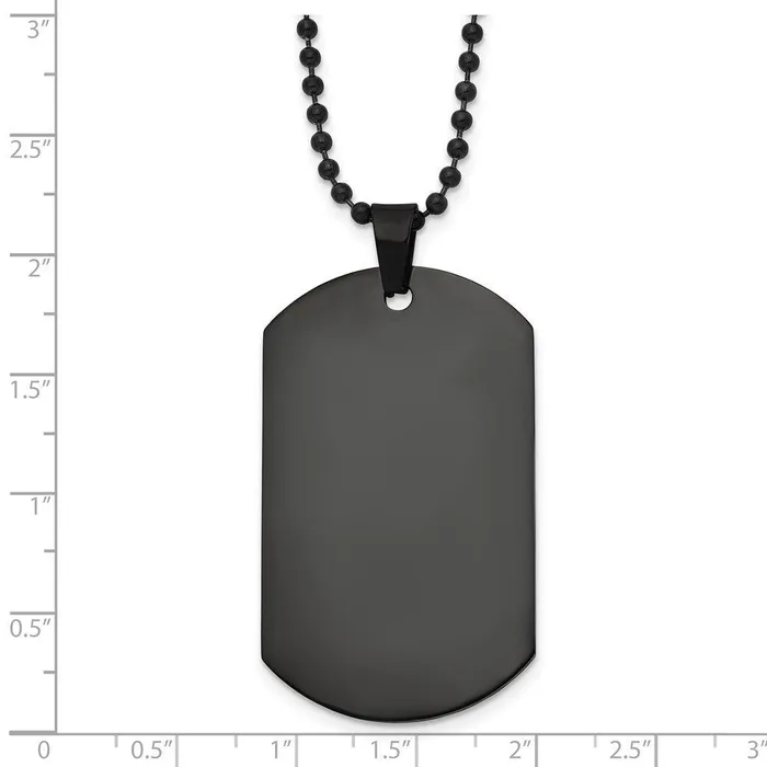 Stainless Steel Polished Black IP Dog Tag Necklace Chisel Necklaces Stainless Steel Polished Black IP Dog Tag Necklace Chisel Necklaces