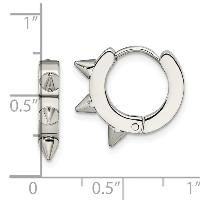 Stainless Steel Polished Spiked Hinged Hoop Earrings Chisel Earrings Stainless Steel Polished Spiked Hinged Hoop Earrings Chisel Earrings