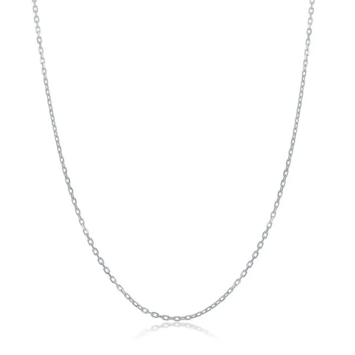 Sterling Silver 19mm DiamondCut Cable Chain Rhodium Plated Classic Rings