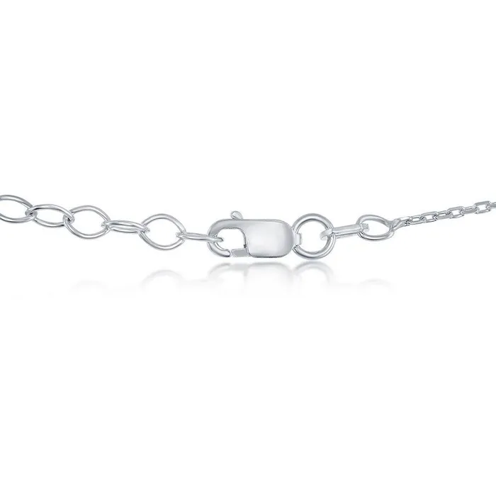 Sterling Silver 19mm DiamondCut Cable Chain Rhodium Plated Classic Rings