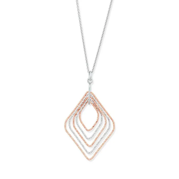 Sterling Silver Diamond Shaped Pendant Necklace Classic Necklaces