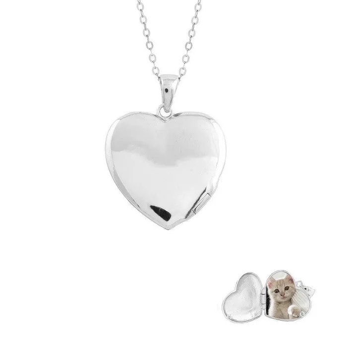 Sterling Silver Flat Heart Locket Classic Rings