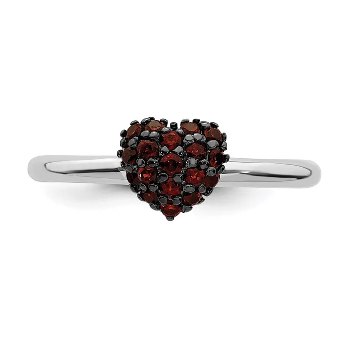 Sterling Silver Garnet Stackable Expressions Heart Ring QSK1826 Stackable Expressions Rings Sterling Silver Garnet Stackable Expressions Heart Ring QSK1826 Stackable Expressions Rings
