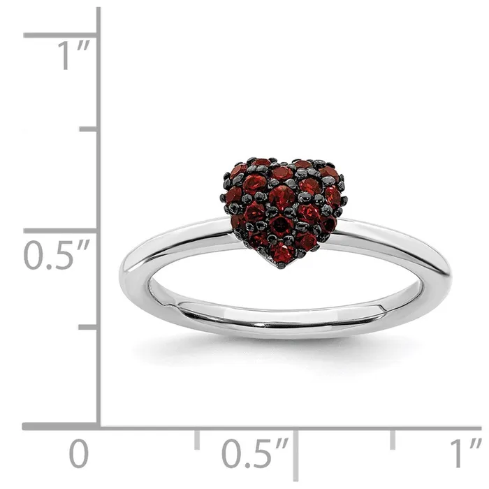 Sterling Silver Garnet Stackable Expressions Heart Ring QSK1826 Stackable Expressions Rings Sterling Silver Garnet Stackable Expressions Heart Ring QSK1826 Stackable Expressions Rings