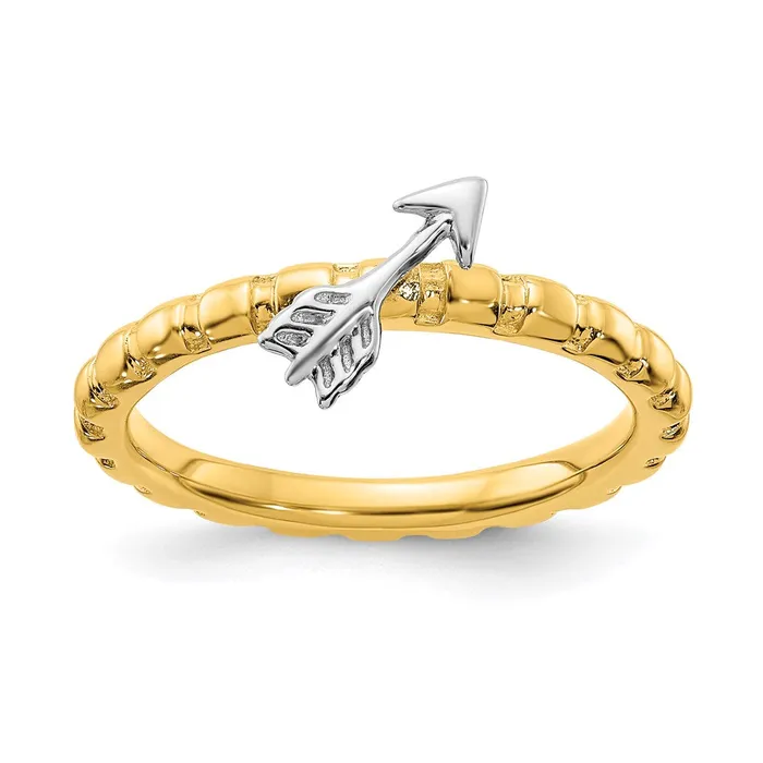 Sterling Silver Stackable Expressions Gold Rhodplate Arrow Ring QSK2050 Stackable Expressions Rings Sterling Silver Stackable Expressions Gold Rhodplate Arrow Ring QSK2050 Stackable Expressions Rings