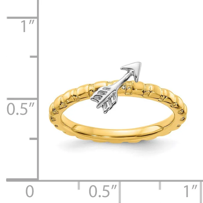 Sterling Silver Stackable Expressions Gold Rhodplate Arrow Ring QSK2050 Stackable Expressions Rings Sterling Silver Stackable Expressions Gold Rhodplate Arrow Ring QSK2050 Stackable Expressions Rings