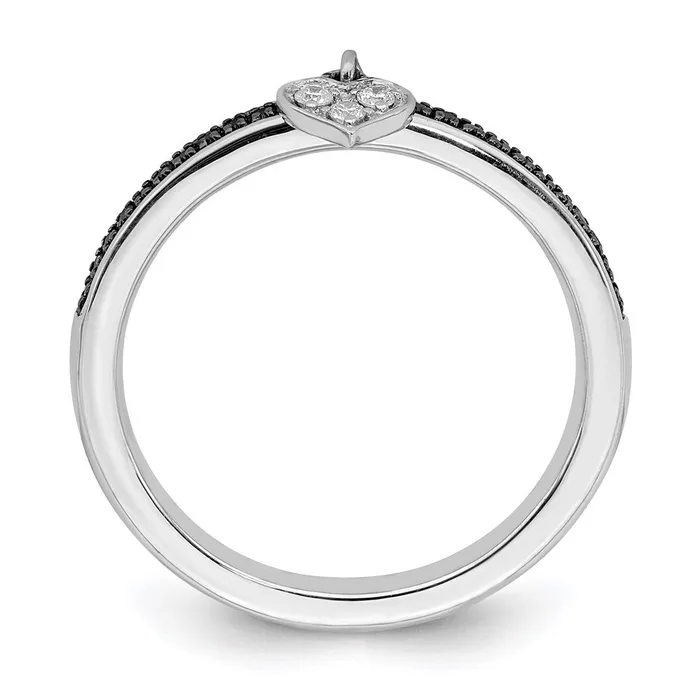 Sterling Silver Stackable Expressions Heart Black White Diamond Ring QSK1061 Stackable Expressions Rings Sterling Silver Stackable Expressions Heart Black White Diamond Ring QSK1061 Stackable Expressions Rings
