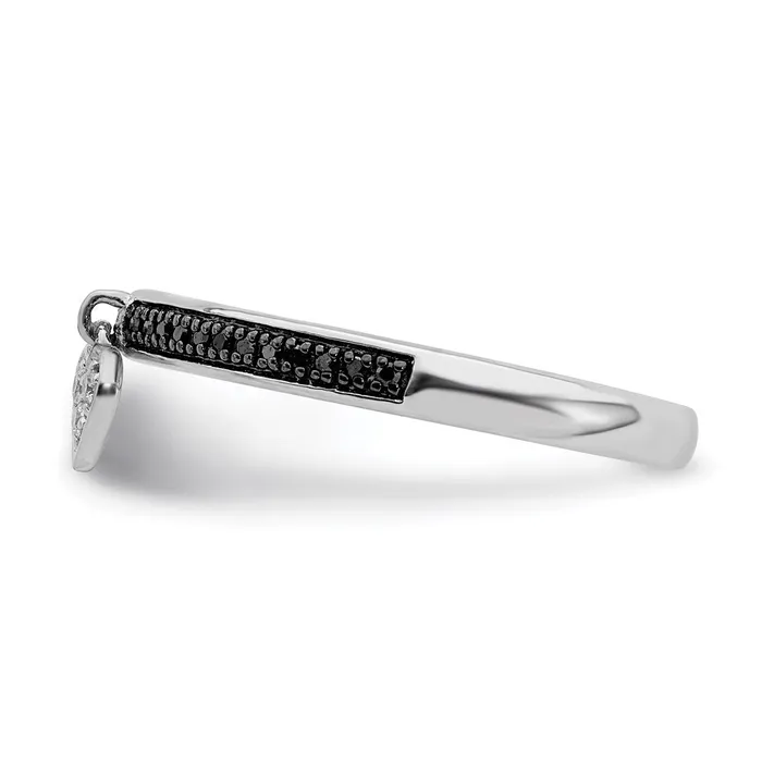 Sterling Silver Stackable Expressions Heart Black White Diamond Ring QSK1061 Stackable Expressions Rings Sterling Silver Stackable Expressions Heart Black White Diamond Ring QSK1061 Stackable Expressions Rings