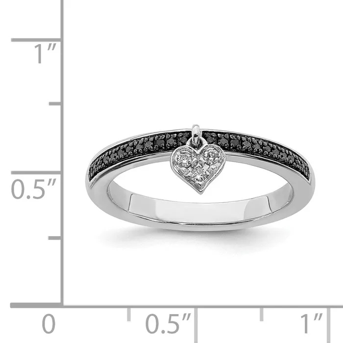 Sterling Silver Stackable Expressions Heart Black White Diamond Ring QSK1061 Stackable Expressions Rings Sterling Silver Stackable Expressions Heart Black White Diamond Ring QSK1061 Stackable Expressions Rings