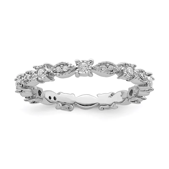 Sterling Silver Stackable Expressions Polished Diamond Ring QSK652 Stackable Expressions Rings Sterling Silver Stackable Expressions Polished Diamond Ring QSK652 Stackable Expressions Rings