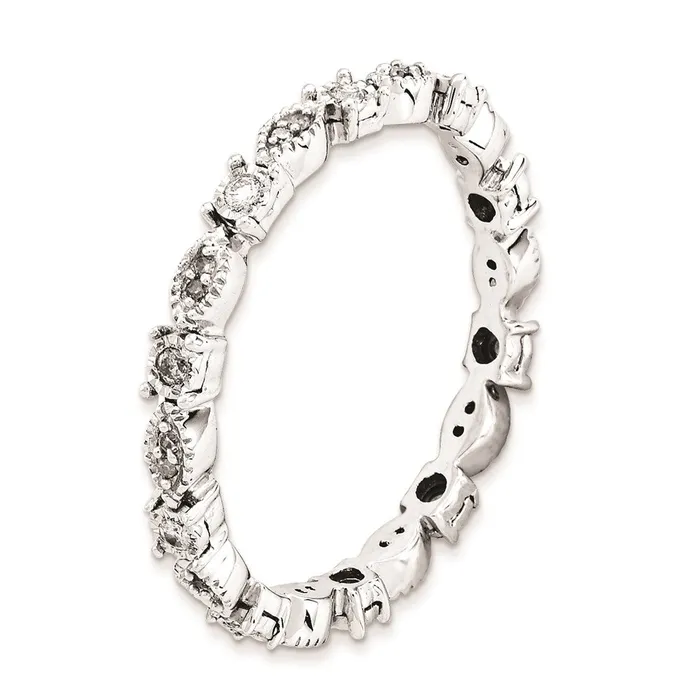 Sterling Silver Stackable Expressions Polished Diamond Ring QSK652 Stackable Expressions Rings Sterling Silver Stackable Expressions Polished Diamond Ring QSK652 Stackable Expressions Rings