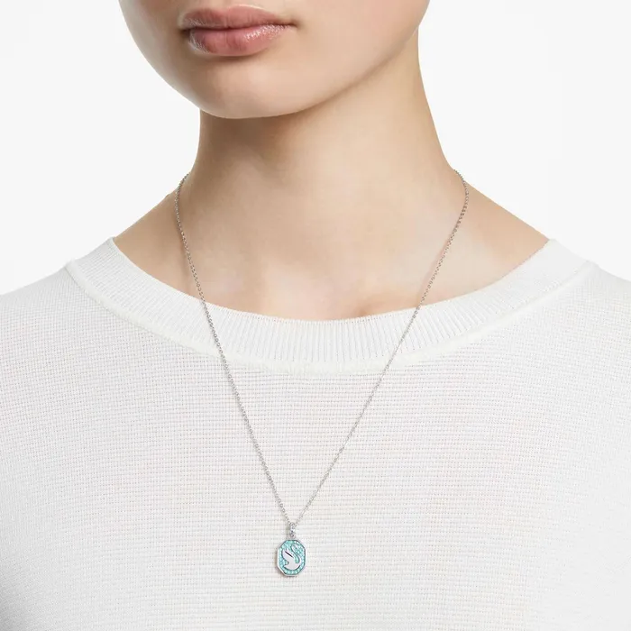 Swarovski Necklaces Swarovski Womens Necklace Signum Swan Blue Crystals Pave Long 5628546