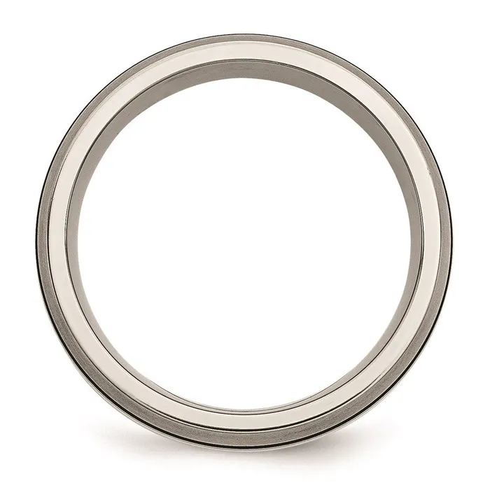 Titanium Grooved Sterling Silver Inlay 8mm BrushedAntiqued Band TB85 Chisel Rings Titanium Grooved Sterling Silver Inlay 8mm BrushedAntiqued Band TB85 Chisel Rings