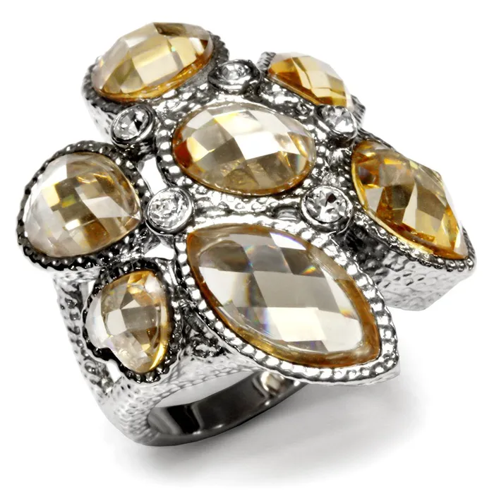 TK044 High polished no plating Stainless Steel Ring with AAA Grade CZ in Champagne Alamode Rings TK044 High polished no plating Stainless Steel Ring with AAA Grade CZ in Champagne Alamode Rings