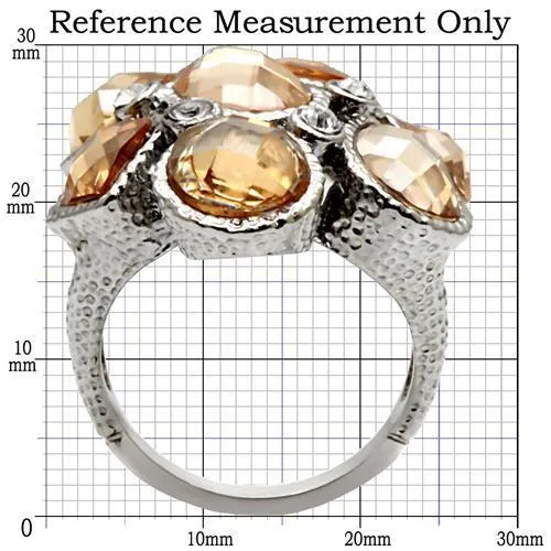 TK044 High polished no plating Stainless Steel Ring with AAA Grade CZ in Champagne Alamode Rings