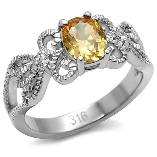 TK080 High polished no plating Stainless Steel Ring with AAA Grade CZ in Champagne Alamode Rings TK080 High polished no plating Stainless Steel Ring with AAA Grade CZ in Champagne Alamode Rings