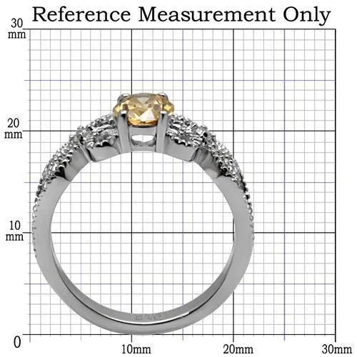 TK080 High polished no plating Stainless Steel Ring with AAA Grade CZ in Champagne Alamode Rings