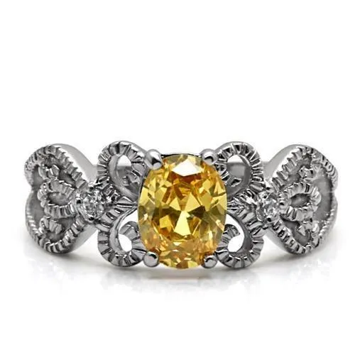 TK080 High polished no plating Stainless Steel Ring with AAA Grade CZ in Champagne Alamode Rings