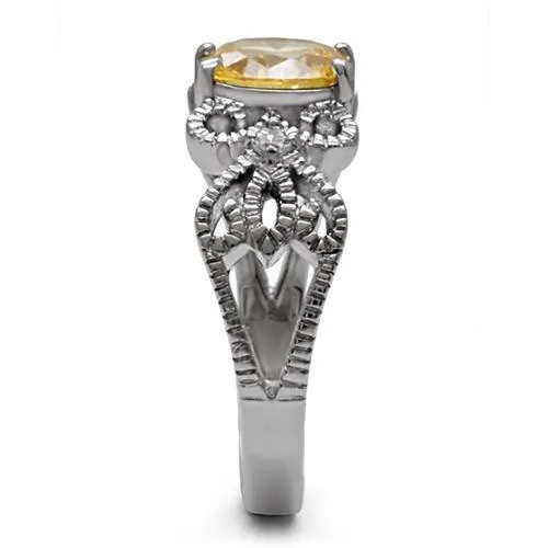TK080 High polished no plating Stainless Steel Ring with AAA Grade CZ in Champagne Alamode Rings