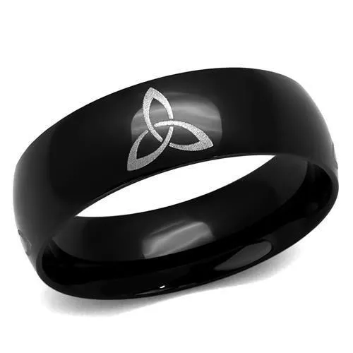 TK2408 TwoTone IP Black Stainless Steel Ring with No Stone Alamode Rings
