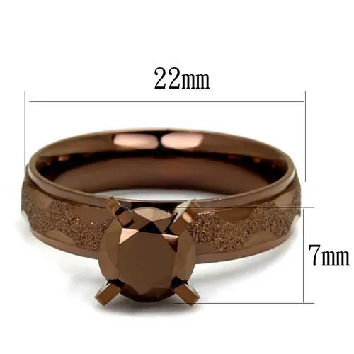 TK2595 IP Coffee light Stainless Steel Ring with AAA Grade CZ in Light Coffee Alamode Rings