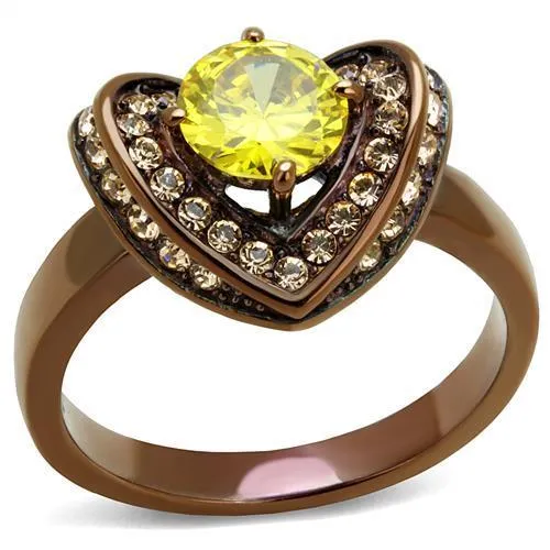 TK2762 IP Coffee light Stainless Steel Ring with AAA Grade CZ in Topaz Alamode Rings TK2762 IP Coffee light Stainless Steel Ring with AAA Grade CZ in Topaz Alamode Rings