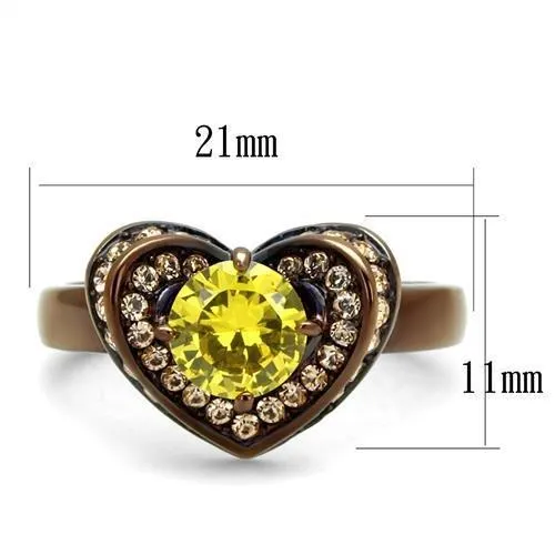 TK2762 IP Coffee light Stainless Steel Ring with AAA Grade CZ in Topaz Alamode Rings