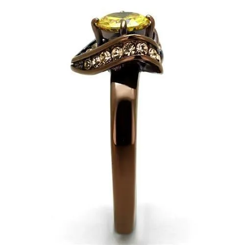 TK2762 IP Coffee light Stainless Steel Ring with AAA Grade CZ in Topaz Alamode Rings