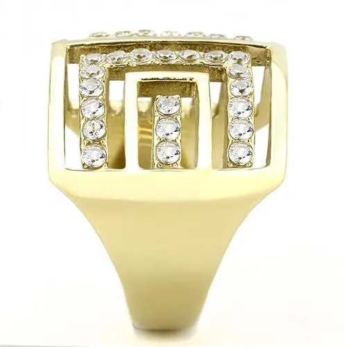 TK3238 IP GoldIon Plating Stainless Steel Ring with AAA Grade CZ in Clear Alamode Rings