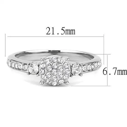 TK3248 High polished no plating Stainless Steel Ring with Top Grade Crystal in Clear Alamode Rings