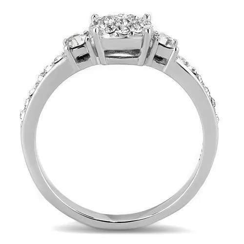 TK3248 High polished no plating Stainless Steel Ring with Top Grade Crystal in Clear Alamode Rings