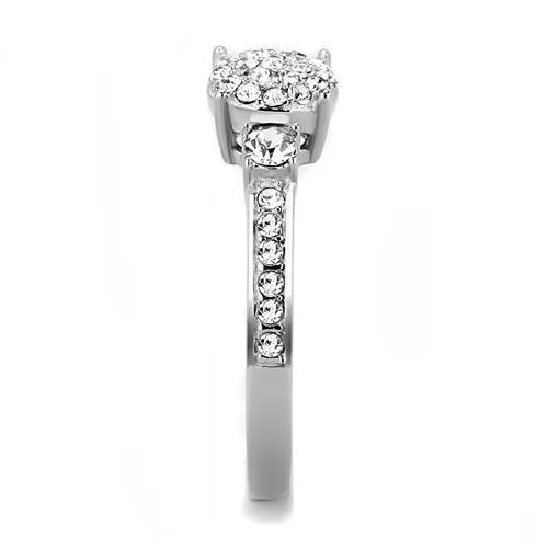 TK3248 High polished no plating Stainless Steel Ring with Top Grade Crystal in Clear Alamode Rings